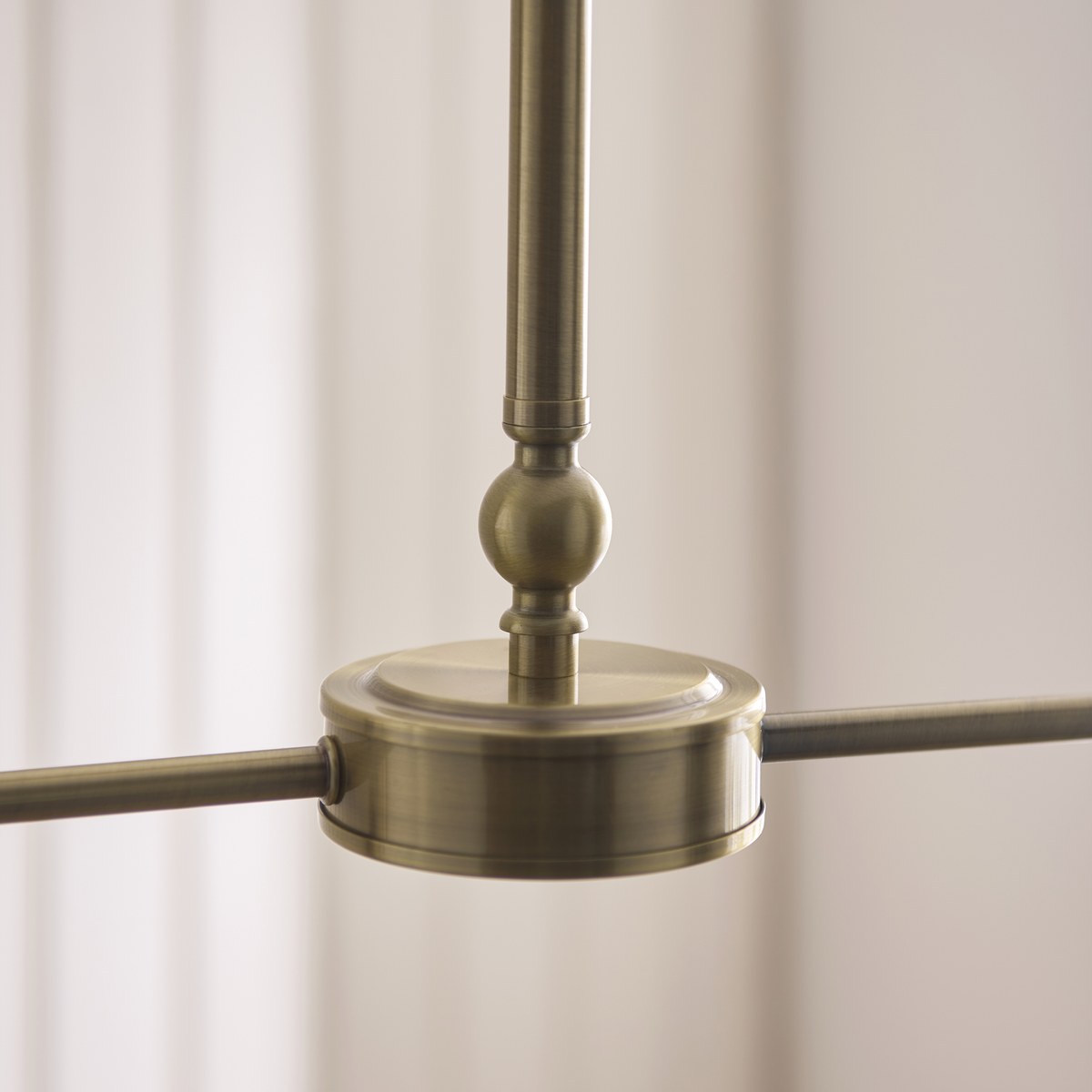 Endon Sylvie 2 Light Pendant Light in Antique Brass with Vintage White Cotton Shades