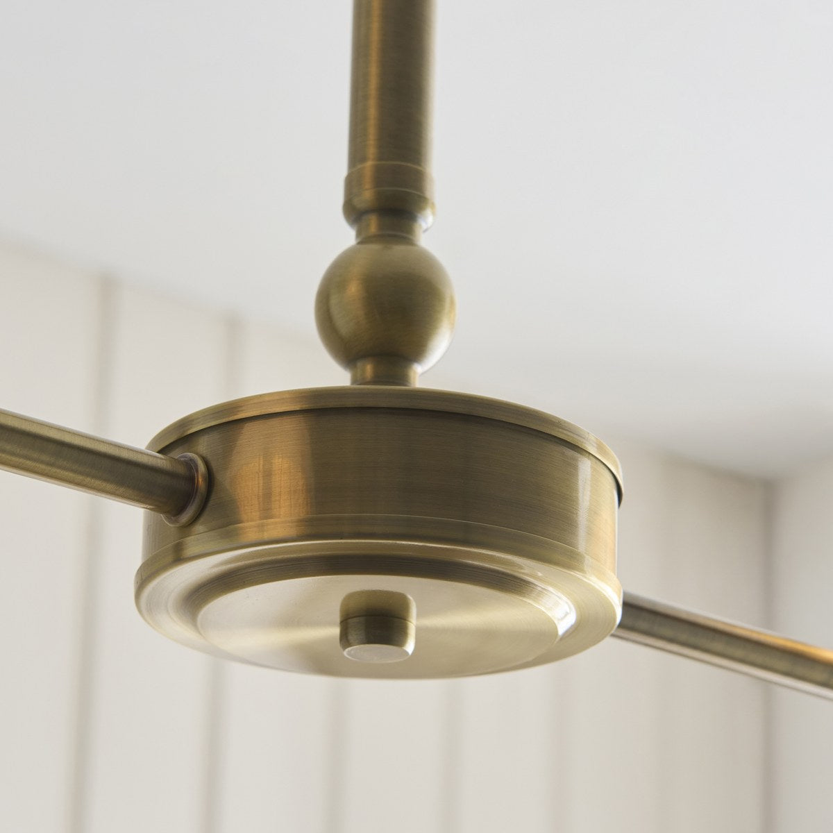 Endon Sylvie 2 Light Pendant Light in Antique Brass with Vintage White Cotton Shades