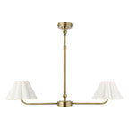 Endon Sylvie 2 Light Pendant Light in Antique Brass with Vintage White Cotton Shades