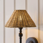 Endon Jericho Wall Light in Matt Black with Dark Rattan Shade