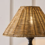 Endon Jericho Wall Light in Matt Black with Dark Rattan Shade