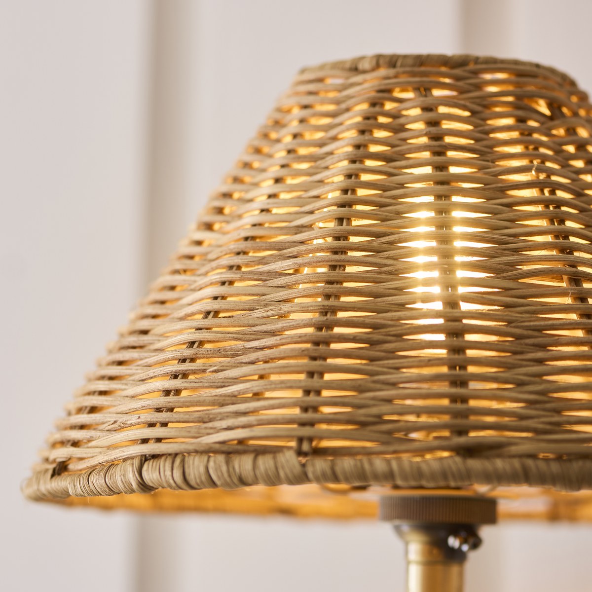 Endon Jericho Wall Light in Antique Brass with Dark Rattan Shade