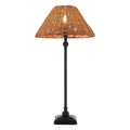 Endon Jericho Table Lamp in Matt Black with Dark Rattan Shade
