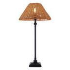 Endon Jericho Table Lamp in Matt Black with Dark Rattan Shade