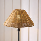 Endon Jericho Table Lamp in Matt Black with Dark Rattan Shade