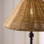 Endon Jericho Table Lamp in Matt Black with Dark Rattan Shade