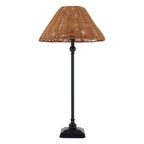 Endon Jericho Table Lamp in Matt Black with Dark Rattan Shade