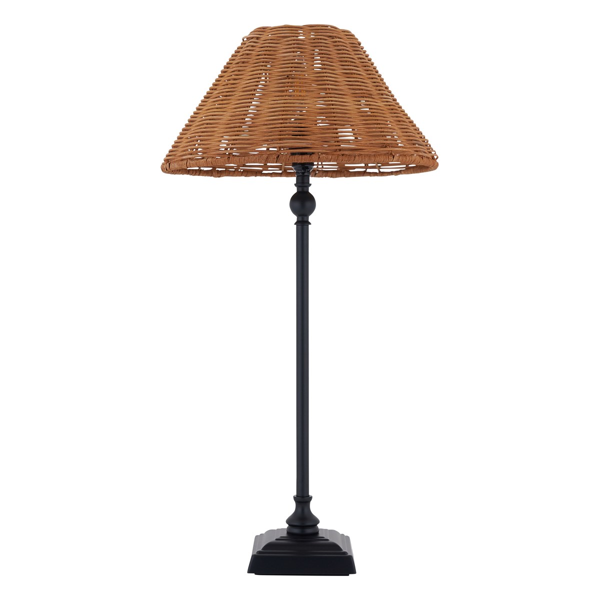 Endon Jericho Table Lamp in Matt Black with Dark Rattan Shade