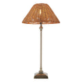 Endon Jericho Table Lamp in Antique Brass with Dark Rattan Shade