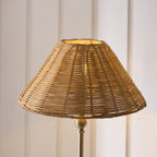 Endon Jericho Table Lamp in Antique Brass with Dark Rattan Shade