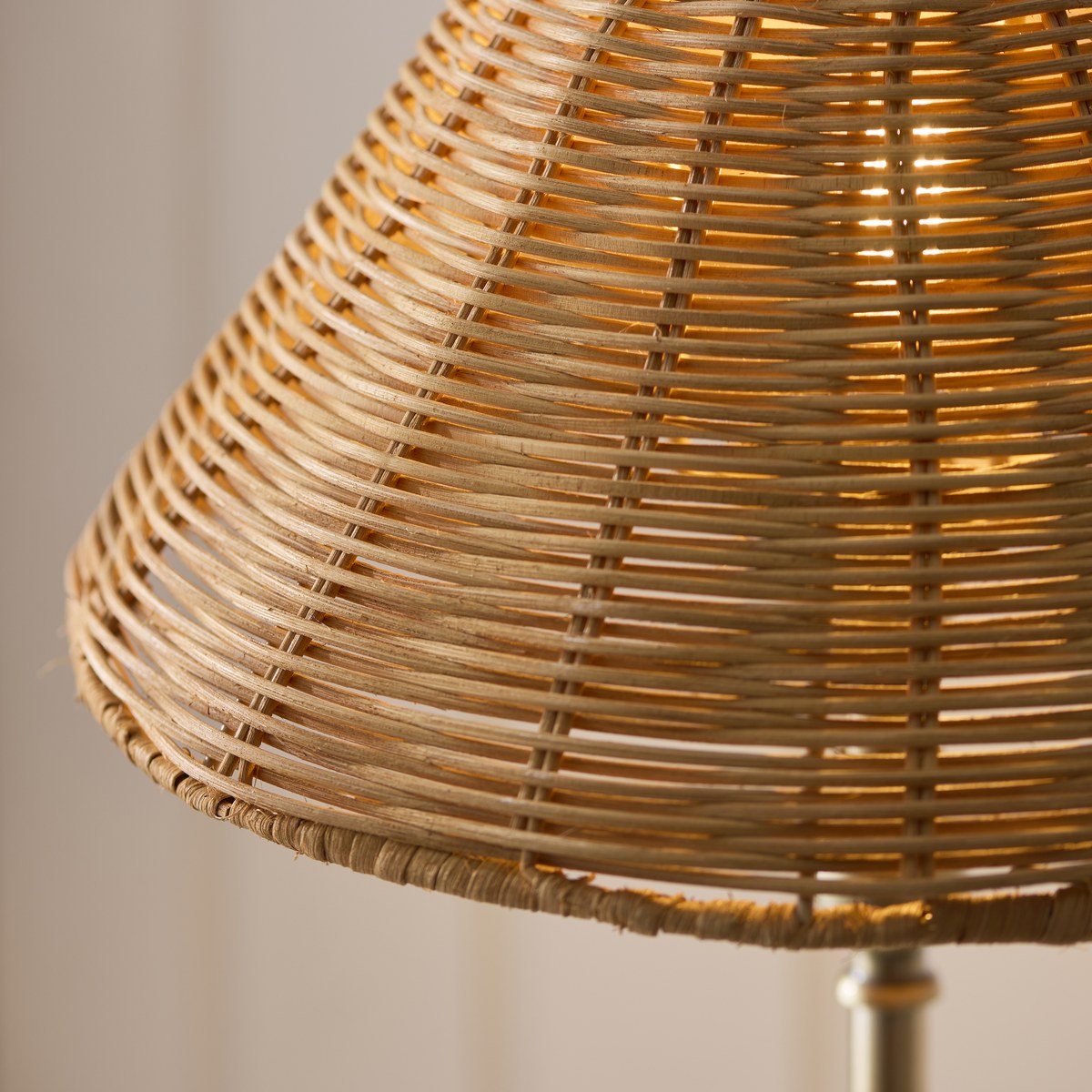 Endon Jericho Table Lamp in Antique Brass with Dark Rattan Shade