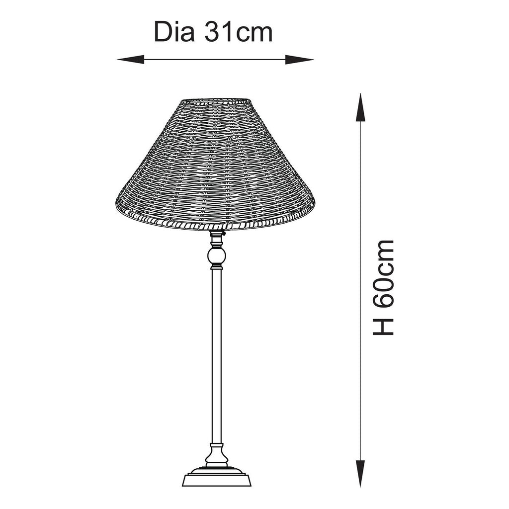 Endon Jericho Table Lamp in Antique Brass with Dark Rattan Shade