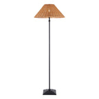 Endon Jericho Floor Lamp in Matt Black with Dark Rattan Shade