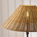 Endon Jericho Floor Lamp in Matt Black with Dark Rattan Shade