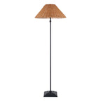Endon Jericho Floor Lamp in Matt Black with Dark Rattan Shade