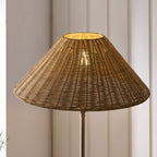 Endon Jericho Floor Lamp in Antique Brass with Dark Rattan Shade