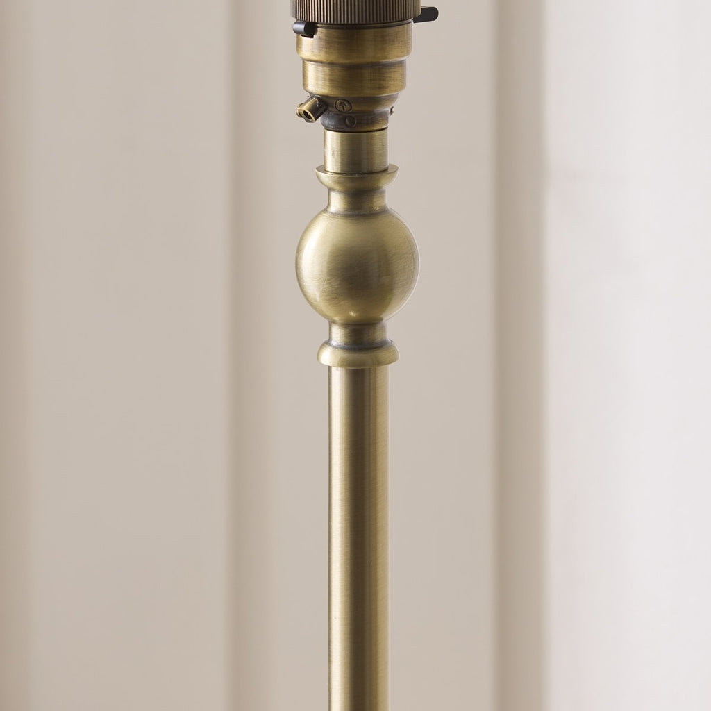 Endon Jericho Floor Lamp in Antique Brass with Dark Rattan Shade