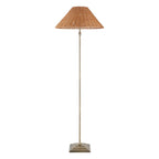 Endon Jericho Floor Lamp in Antique Brass with Dark Rattan Shade