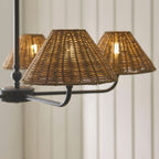 Endon Jericho 5 Light Pendant Light in Matt Black with Dark Rattan Shades