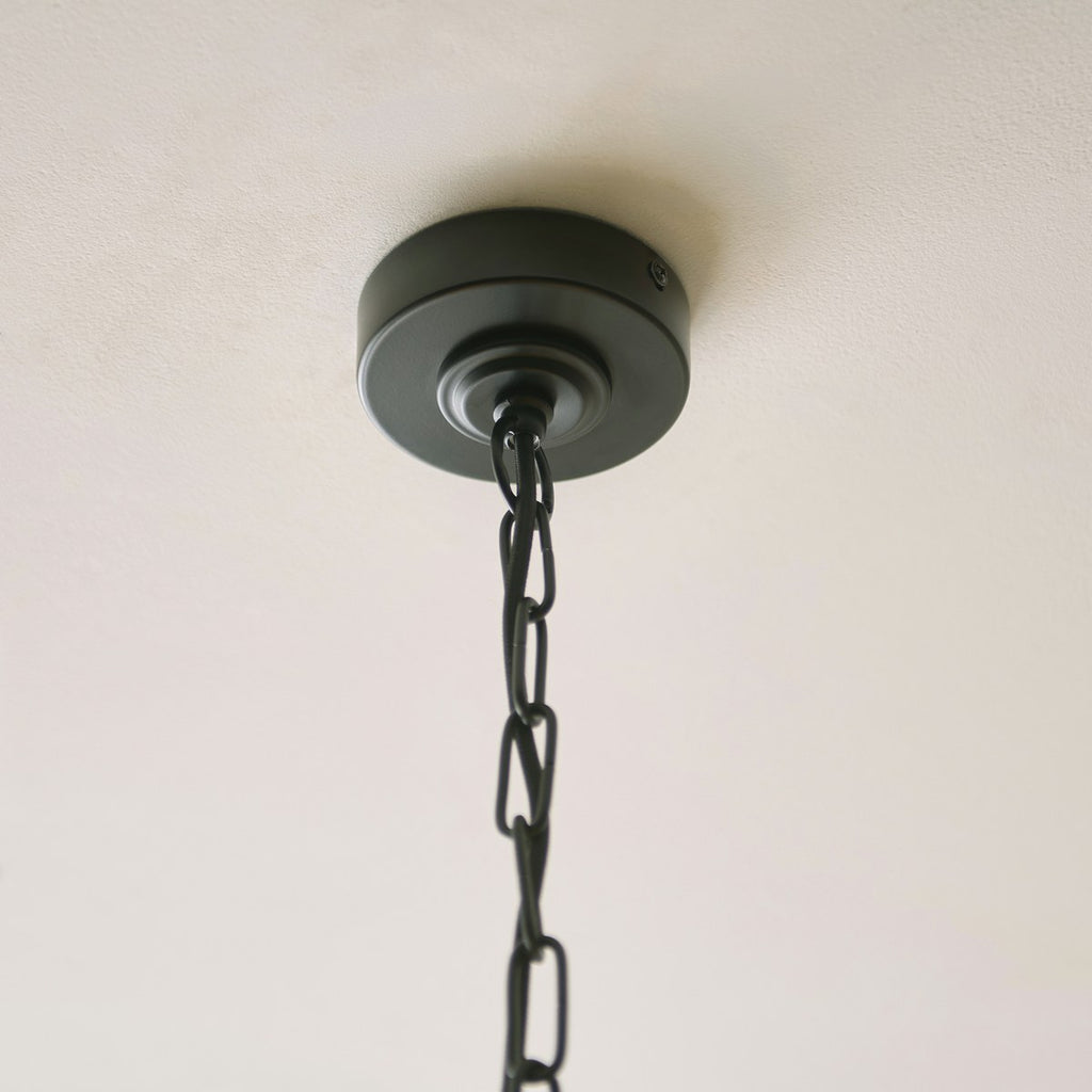 Endon Jericho 5 Light Pendant Light in Matt Black with Dark Rattan Shades