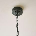 Endon Jericho 5 Light Pendant Light in Matt Black with Dark Rattan Shades