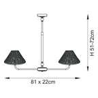 Endon Jericho 2 Light Pendant Light in Matt Black with Dark Rattan Shades
