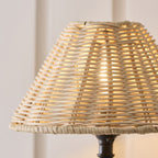 Endon Jericho Wall Light in Matt Black with Natural Rattan Shade