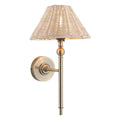 Endon Jericho Wall Light in Antique Brass with Natural Rattan Shade