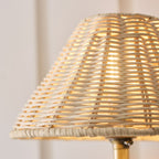 Endon Jericho Wall Light in Antique Brass with Natural Rattan Shade