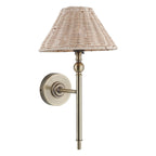 Endon Jericho Wall Light in Antique Brass with Natural Rattan Shade