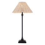 Endon Jericho Table Lamp in Matt Black with Natural Rattan Shade