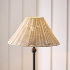 Endon Jericho Table Lamp in Matt Black with Natural Rattan Shade