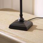 Endon Jericho Table Lamp in Matt Black with Natural Rattan Shade