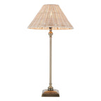 Endon Jericho Table Lamp in Antique Brass with Natural Rattan Shade