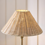 Endon Jericho Table Lamp in Antique Brass with Natural Rattan Shade