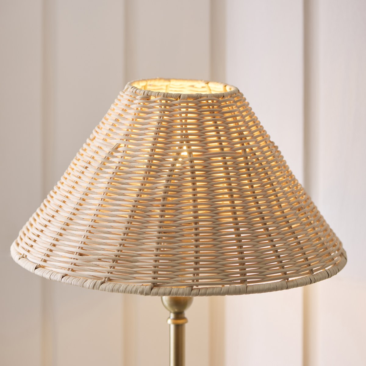 Endon Jericho Table Lamp in Antique Brass with Natural Rattan Shade