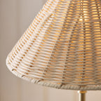 Endon Jericho Table Lamp in Antique Brass with Natural Rattan Shade