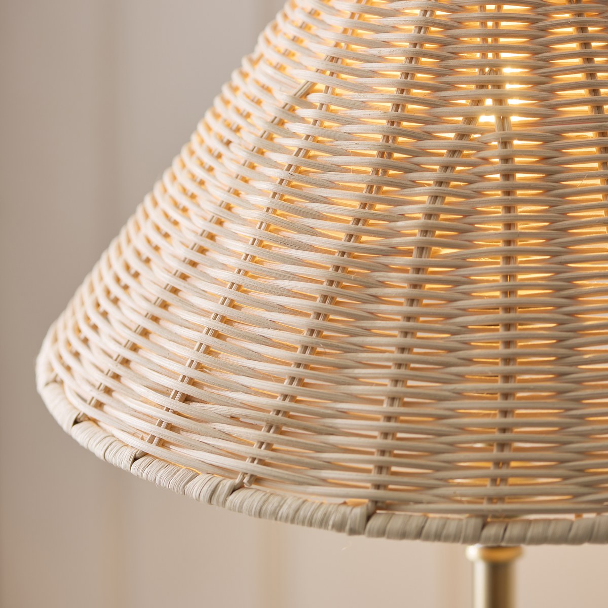 Endon Jericho Table Lamp in Antique Brass with Natural Rattan Shade