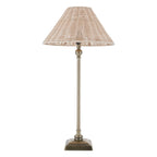 Endon Jericho Table Lamp in Antique Brass with Natural Rattan Shade