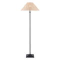 Endon Jericho Floor Lamp in Matt Black with Natural Rattan Shade