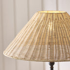 Endon Jericho Floor Lamp in Matt Black with Natural Rattan Shade