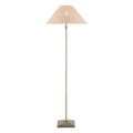 Endon Jericho Floor Lamp in Antique Brass with Natural Rattan Shade