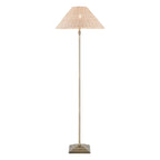 Endon Jericho Floor Lamp in Antique Brass with Natural Rattan Shade