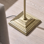 Endon Jericho Floor Lamp in Antique Brass with Natural Rattan Shade