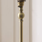 Endon Jericho Floor Lamp in Antique Brass with Natural Rattan Shade