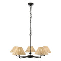 Endon Jericho 5 Light Pendant Light in Matt Black with Natural Rattan Shades