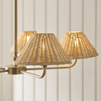Endon Jericho 5 Light Pendant Light in Antique Brass with Natural Rattan Shades