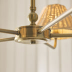 Endon Jericho 5 Light Pendant Light in Antique Brass with Natural Rattan Shades