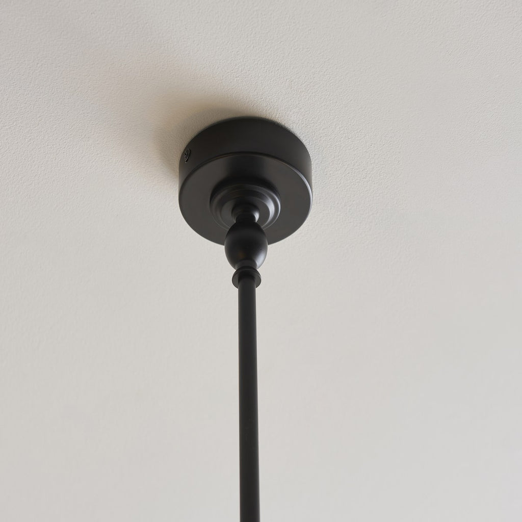 Endon Jericho 2 Light Pendant Light in Matt Black with Natural Rattan Shades