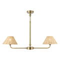 Endon Jericho 2 Light Pendant Light in Antique Brass with Natural Rattan Shades